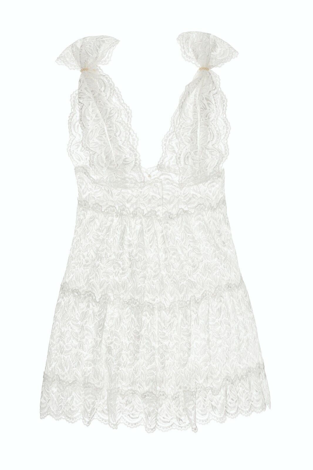 Bracli Neglige LOLITA Nachthemd Brautdessous mit Spitze und Perlen