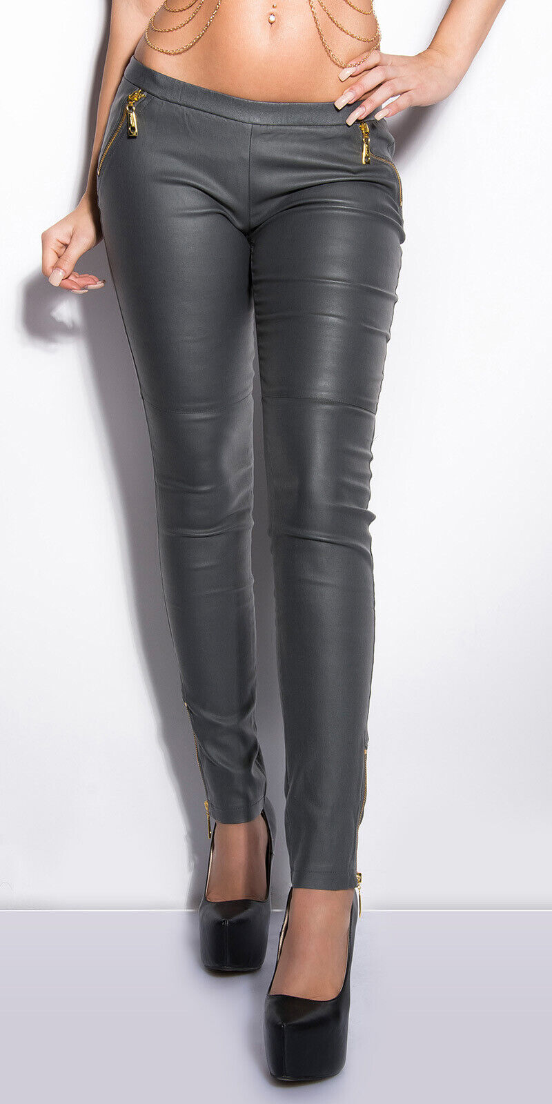Sexy Hose Lederlook mit Zippern