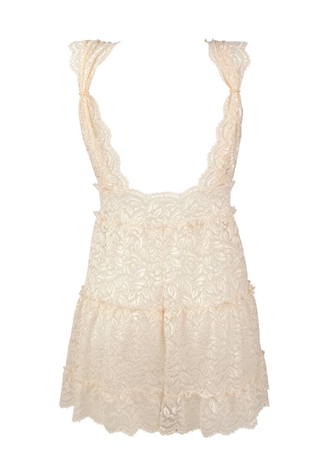 Bracli Neglige LOLITA Nachthemd Brautdessous mit Spitze und Perlen