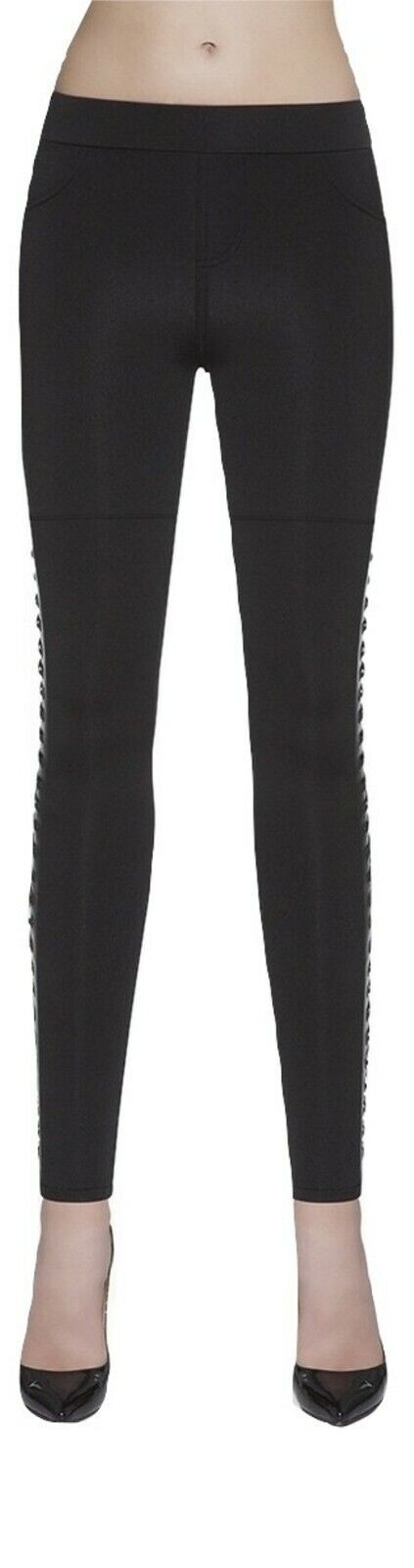 Leggings Penny, elastisch, figurformend, mit Kunstledereinsätzen