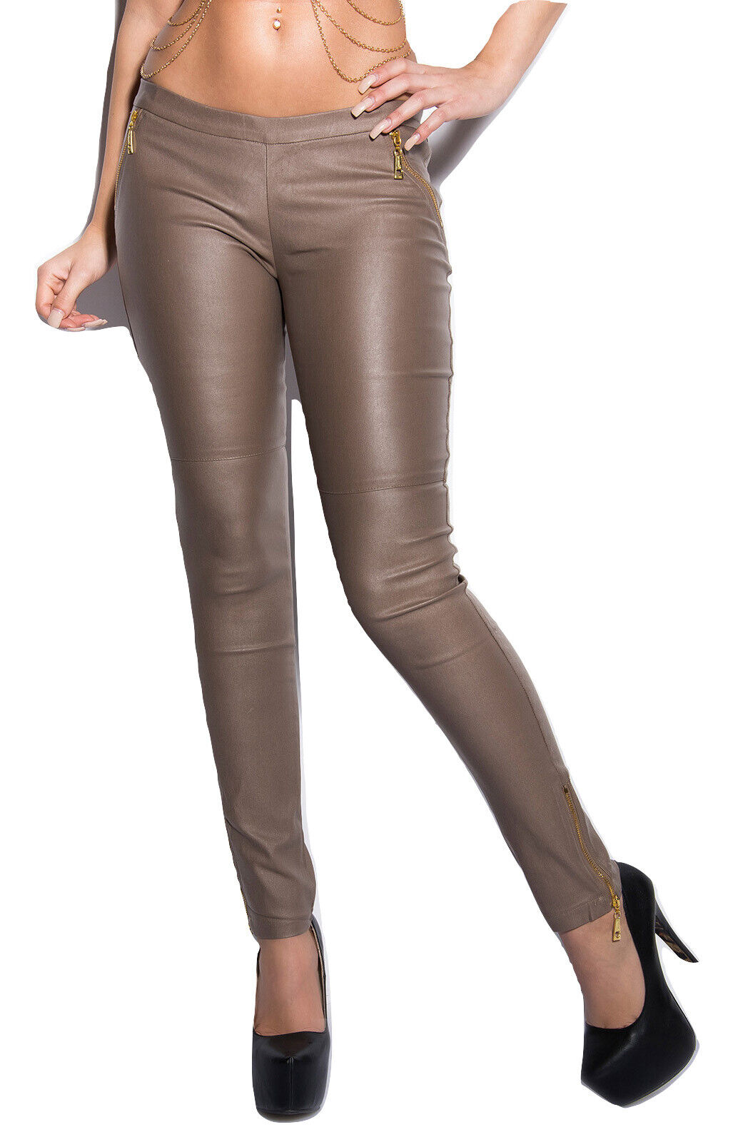 Sexy Hose Lederlook mit Zippern