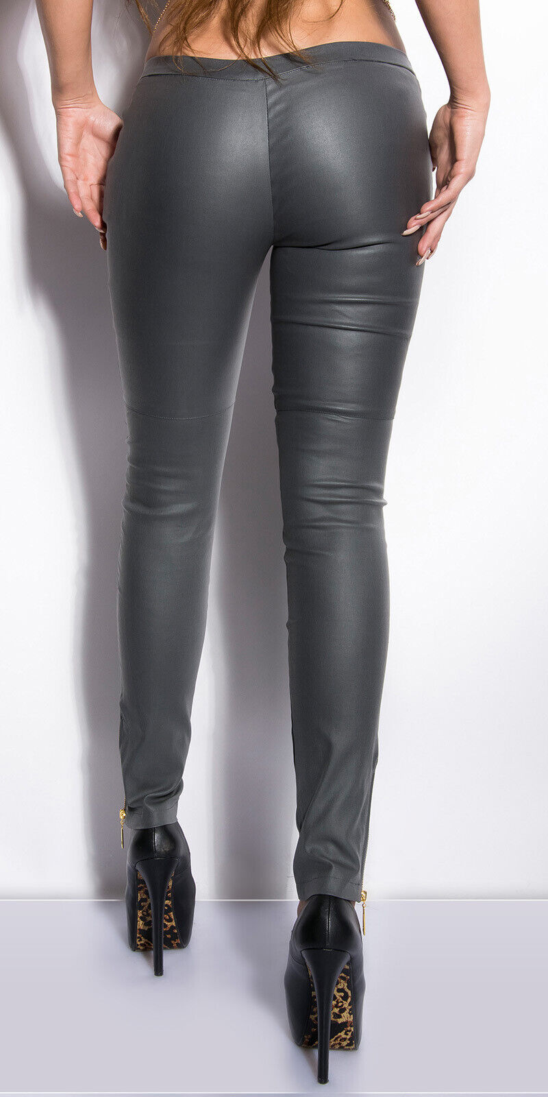 Sexy Hose Lederlook mit Zippern