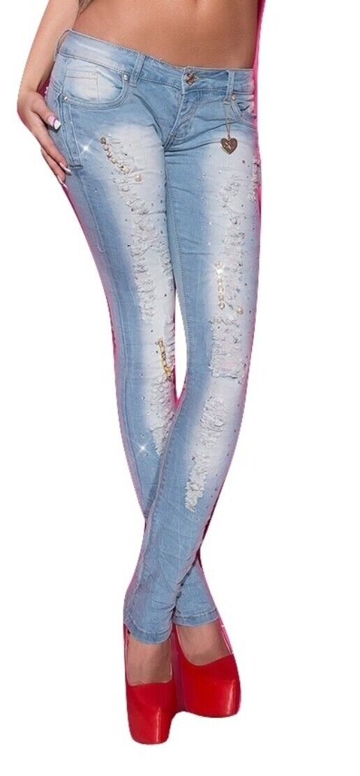 Skinny Jeans mit Perlen