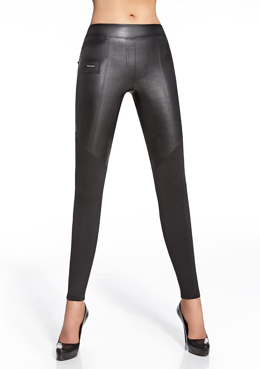 Luxus Leggings ESTA oben in Lederoptik abgesetzt elegant stilvoll und sexy