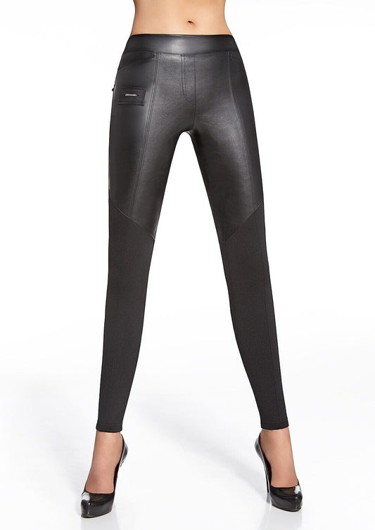 Luxus Leggings ESTA oben in Lederoptik abgesetzt elegant stilvoll und sexy