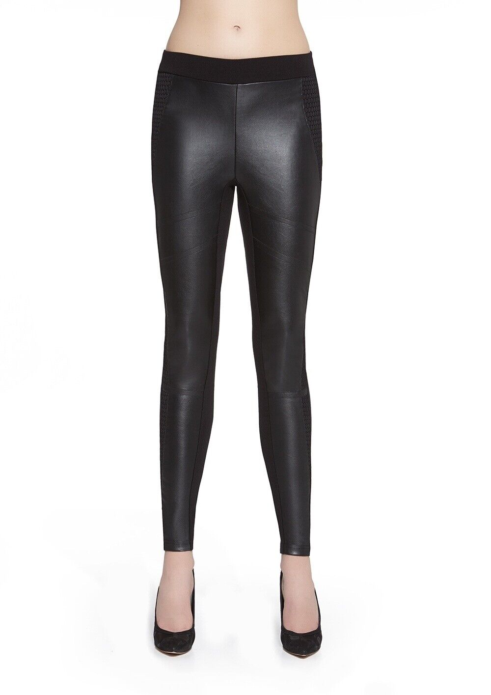 Leggings Taylor, elastisch, figurformend, mit Kunstledereinsätzen