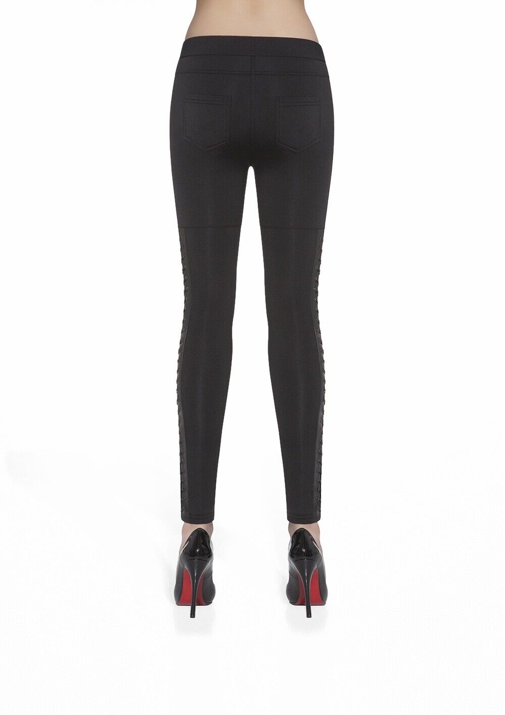 Leggings Penny, elastisch, figurformend, mit Kunstledereinsätzen