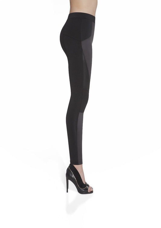 Leggings Martina, elastisch, figurformend, mit Kunstledereinsätzen