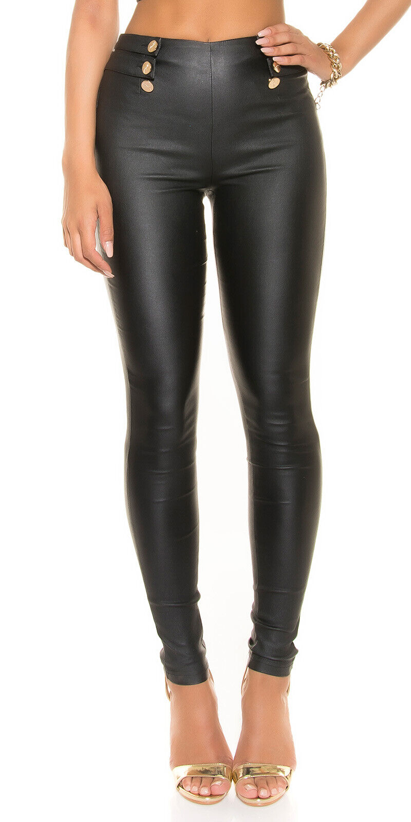 Sexy High Waist Lederlook-Hose