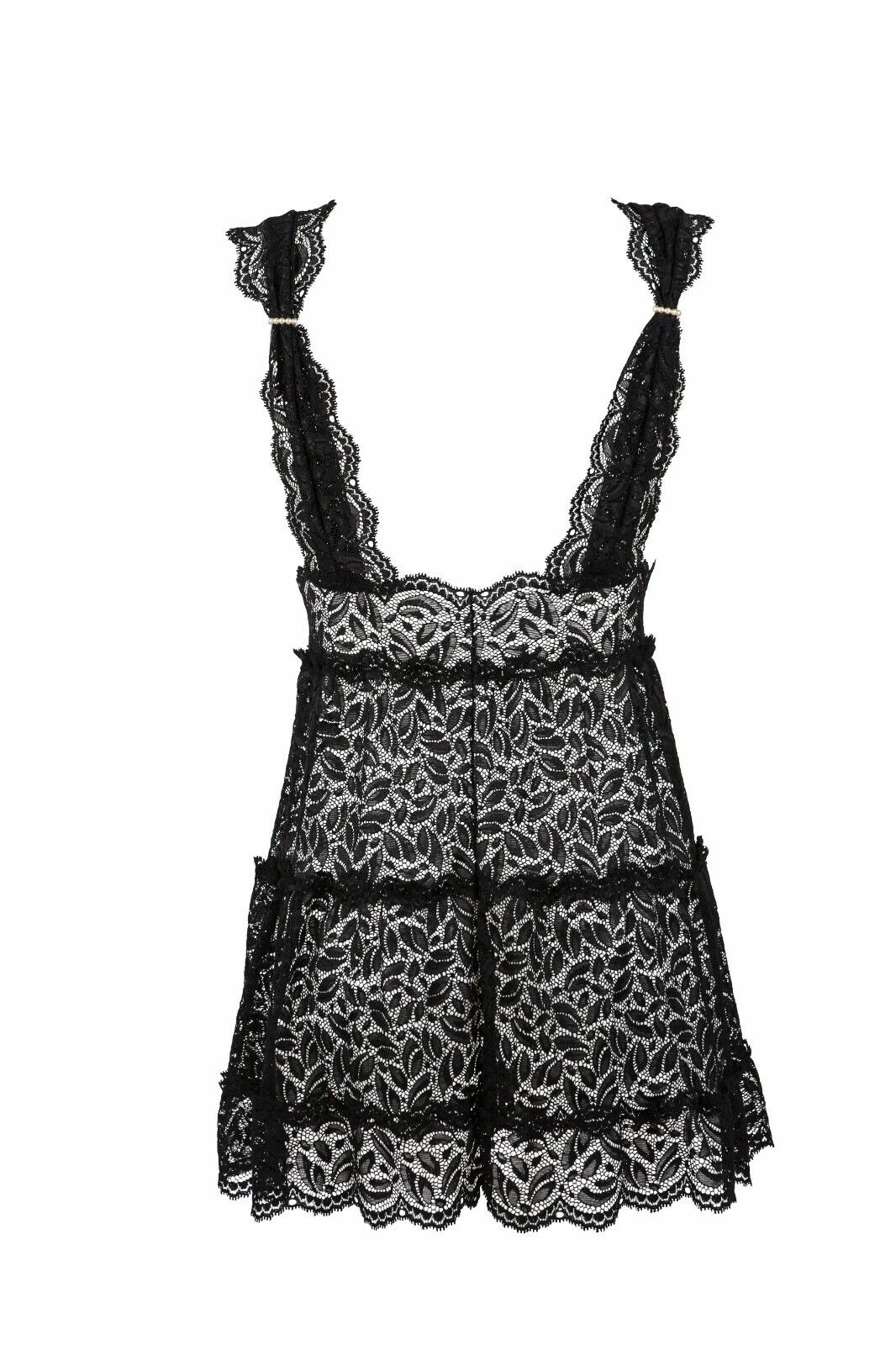 Bracli Neglige LOLITA Nachthemd Brautdessous mit Spitze und Perlen